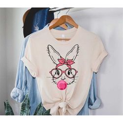 bunny with leopard glasses shirt, easter shirt, easter bunny graphic tee, easter shirts for women, ladies easter bunny,