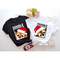 chip and dale christmas shirt, double trouble shirt, disney christmas couple shirts, chip and dale xmas shirts, chip and