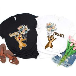 chip and dale shirt, chip n dale tee, mickey balloon shirt, disney balloon shirt, disneyland family, double trouble shir