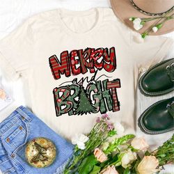 christmas  merry bright shirt, womens christmas shirt, christmas shirts for women, christmas women shirt, merry christma