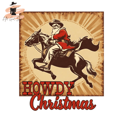 howdy christmas santa cowboy horse png sublimation digital design download dtf print