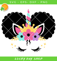 afro puff unicorn svg, afro puff unicorn design svg, afro girl svg - lucky day