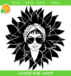 afro sunflower face svg, black is beautiful svg, black woman svg - lucky day