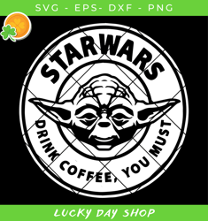 baby yoda drink coffee svg, star wars logo svg, baby yoda coffee svg - lucky day