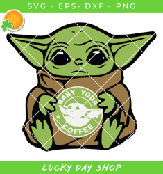 baby yoda hugs starbucks coffee svg, baby yoda hugs logo coffee svg, yoda coffee svg - lucky day