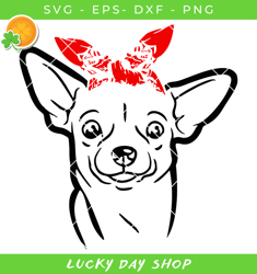 bandana chihuahua svg, bandana dog svg, dog chihuahua svg - lucky day