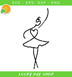 one line ballerina svg, line art faces svg, woman ballerina svg - lucky day