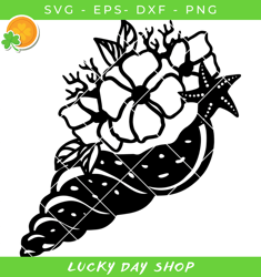 shell flowers svg, floral shell cut file svg, ocean shell svg - lucky day