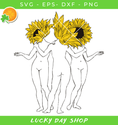 sunflower ladies svg, girl woman sunflower svg, sunflower svg - lucky day