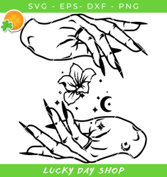 witch hands flowers svg, magic hand svg, celestial hand fairy svg - lucky day