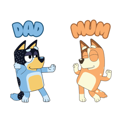 mum and dad svg - chilli and bandit svg - bluey svg - blue dog - digital download - fun crafting