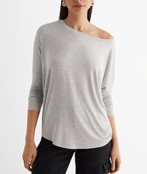 relaxed off the shoulder long sleeve london tee silver heather gray 5