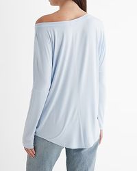 relaxed off the shoulder long sleeve london tee chill blue 834