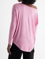 relaxed off the shoulder long sleeve london tee pink bloom 3359