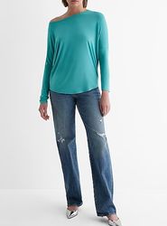 relaxed off the shoulder long sleeve london tee lagoon 3366