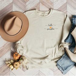 hello pumpkin fall crewneck sweatshirt, oversized sweatshirt, halloween crewneck, thanksgiving sweatshirt, pumpkin shirt