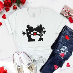 love disney mickey and minnie mouse matching shirt for valentines day, mickey minnie kiss shirt, mickey minnie love, dis