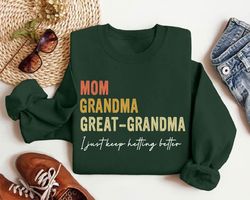 mom grandma great grandma sweatshirt, mom shirt, grandma shirt, pregnancy announcement sweatshirt, great grandma gift te