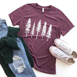 pine tree shirt, evergreen trees, travel shirt, gift for nature lover, camping, hiking shirt, nature crewneck shirt for