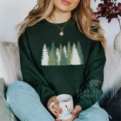 pine tree sweatshirt, evergreen trees, christmas sweater, gift for nature lover, camping, hiking shirt, nature crewneck