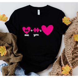 pink heart shirt, gift for valentines day, birthday t-shirt, valentine puzzle t-shirt, me and you shirt