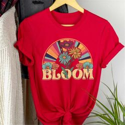 retro bloom shirt, vintage flower shirt, women shirt, rainbow shirt, flower shirt, bloom t-shirt