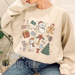 retro christmas characters sweatshirt, vintage groovy christmas crewneck, cute sweatshirt for christmas, holiday sweater