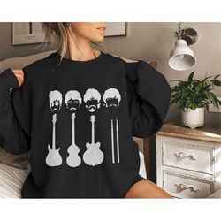 the beatles and guitars sweatshirt, the beatles rock band shirt, beatles concert vintage tee, rock and roll 70s 80s, the