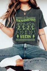 funny st patricks day comfort colors shirt, spooky st pattys day dancing skeletons shirt, shenanigans shirt for saint pa