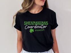funny st patricks day mom shirt, shenanigans coordinator st pattys day shirt for mama, funny momlife tee for mother, new