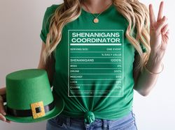 shenanigans coordinator shirt, funny st patricks day teacher group shirts, matching st pattys day nutrition fact shirts,
