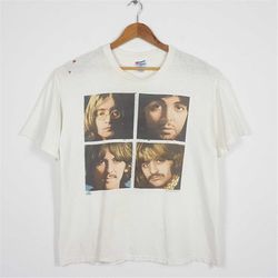 vintage 90s the beatles english rock band line up t-shirt