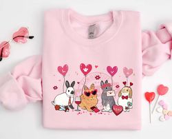 bunny valentine sweatshirt, valentine rabbit shirt, valentines day shirt, bunny lover shirt, rabbit sweatshirt, valentin