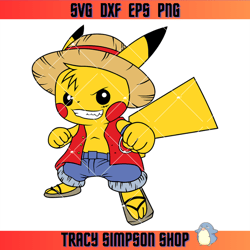 monkey d. luffy pikachu svg, funny pikachu svg, one piece