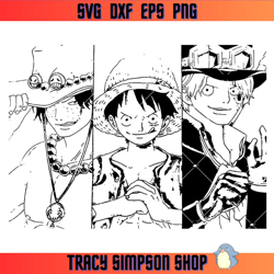 one piece three brothers svg, portgas d ace svg, luffy svg