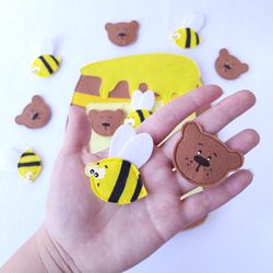 felt tic tac toe, logic felt games educational felt games for children with magnets bees and bears