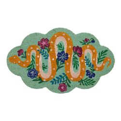 multicolor floral snake scalloped coir doormat