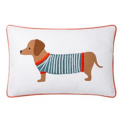 rifle paper co. white dachshund lumbar pillow