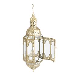 latika tall antique gold hanging candle lantern