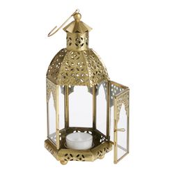 latika small antique gold tabletop candle lantern