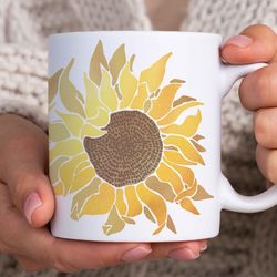 sunflower mug, sunflower gift for her mothers day gift coffee cup watercolor sunflower gift for mom flower teacher mug