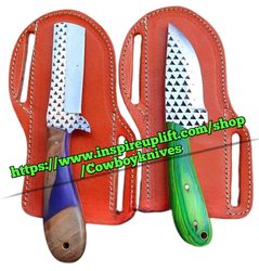 custom handmade rasp steel skinner knife set 18