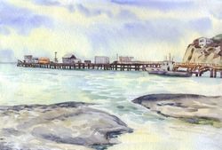 original watercolor painting seascape_2 artwork 8x11 hand painting