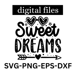 sweet dreams svg, sweet dreams png, nursery svg, moon and stars svg, bedtime svg, goodnight svg, newborn svg, baby onesi