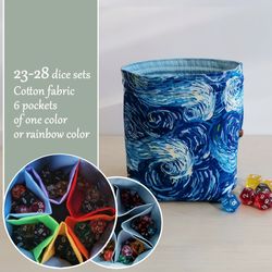 large dice bag with pockets for 150-200 dice blue swirl