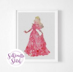 princess aurora cross stitch pattern - girl nursery decor cross stitch pattern - watercolor cross stitch pattern - count