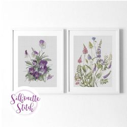 wildflowers set cross stitch pattern - cross stitch pattern - counted cross stitch pattern - modern pattern - digital pd