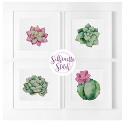 succulent cactus cross stitch pattern - counted cross stitch pattern - hand embroidery - modern pattern - digital pdf fi