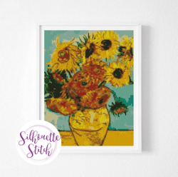 vintage art van gog sunflowers - vintage art cross stitch pattern - hand embroidery - pdf file - pdf instant download