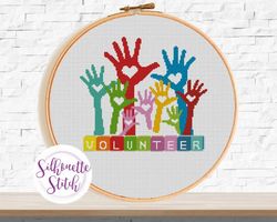 volunteering symbol cross stitch pattern - counted cross stitch pattern - hand embroidery - modern pattern - digital pdf